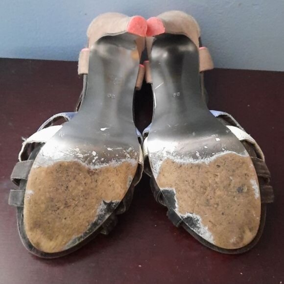 Diesel Leather Suede T Strap High Heel Sandal Size EU 39 US 8.5 - Picture 5 of 16